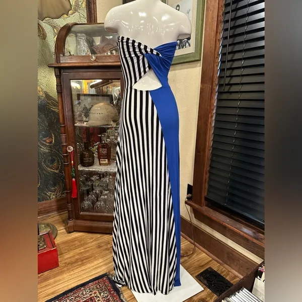 REMAIN Colorblock Striped Strapless Maxi Dress Cutout Back XS Coastal Boho - Image 5