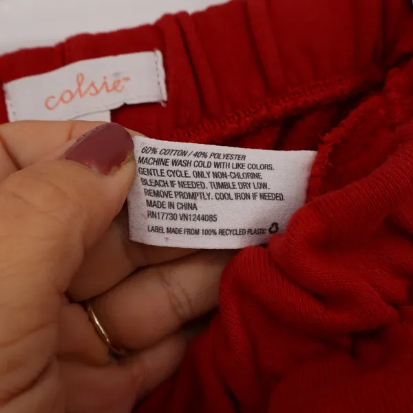 Colsie Sweatpants Womens S Red Fleece Lined Tapered Joggers Excellent - Image 3