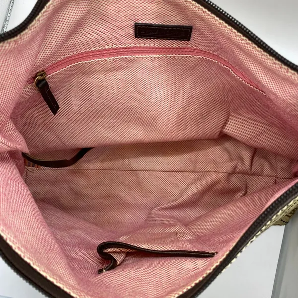 Dooney & Bourke Signature Canvas Hobo Bag Brown‎ Leather Trim Handbag - Image 11