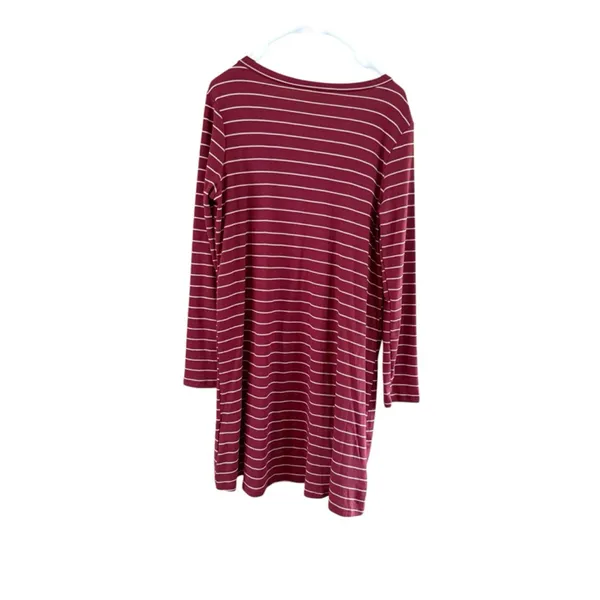 Women's mts Red & White Striped Long Sleeve Dress, Size L - Image 3