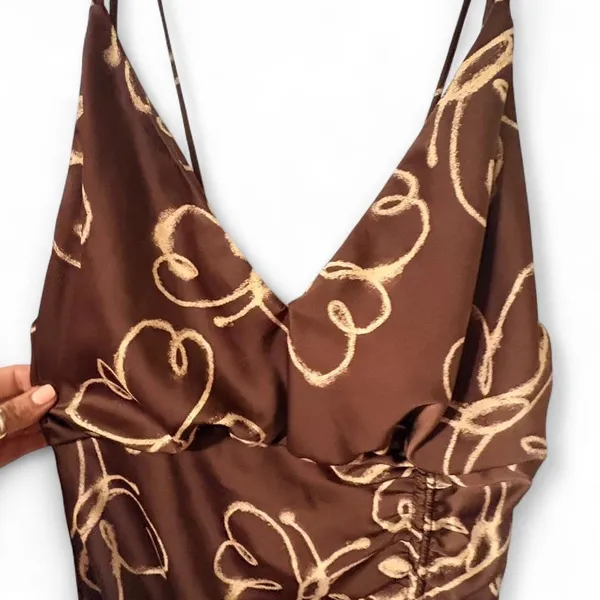 Urban Outfitters Brown Butterfly-Print Midi Slip Dress Sz M - Image 6