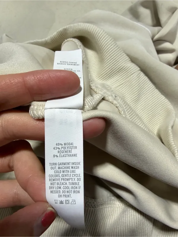 Aerie offline Half-Zip Pullover Sweatshirt in Light Beige/Cream xl - Image 8