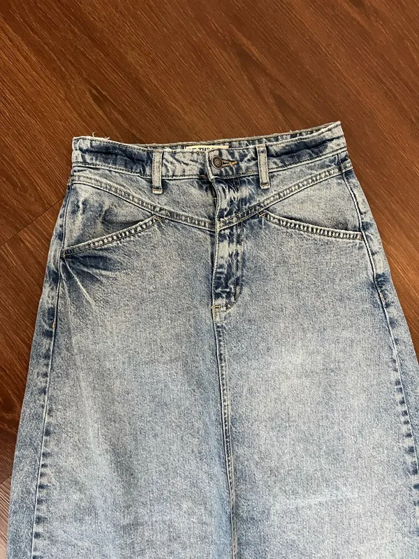 Free People We The Free Come As People Free You Are Denim Maxi Skirt Size 0 - Image 7
