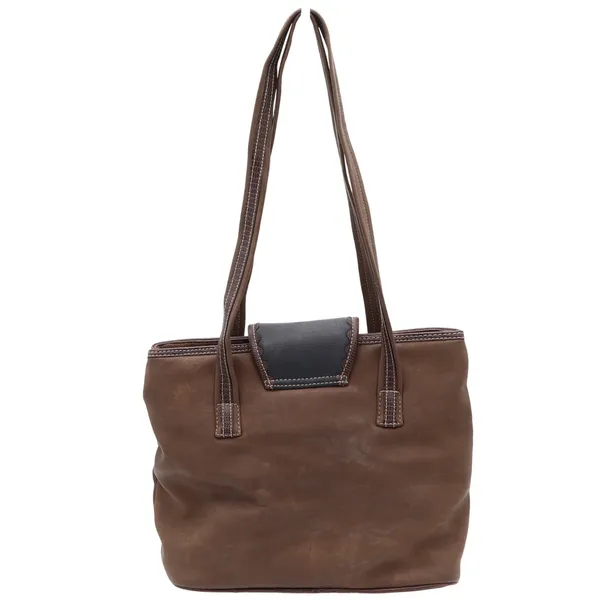 Leslie Fay Shoulder Bag Womens Medium Tote Brown Black Faux Lizard Trim - Image 4