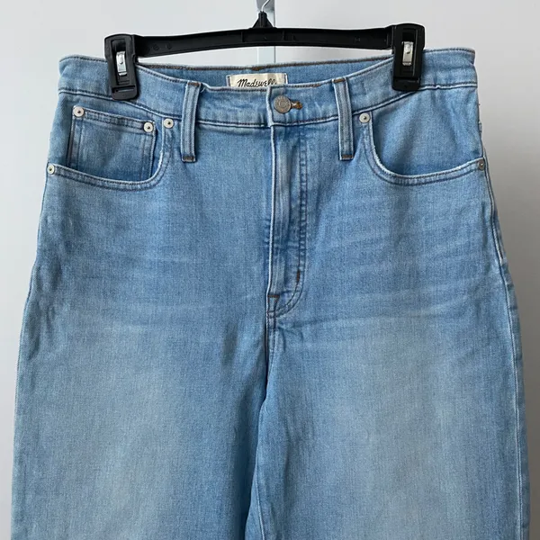 Madewell Cotton Coastal Clean Sustainable Slim Wide-Leg Crop Jeans 30 Blue - Image 2