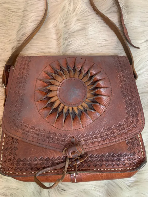 Vintage Leather Boho Hippie Purse - Image 2