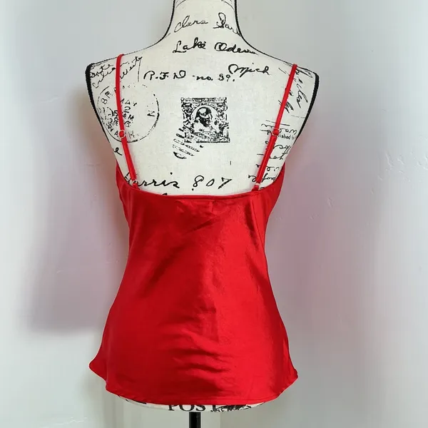 Audrey 3‎ Plus 1 Red Satin Cowl Neck Cami | Y2K Date Night Top - Image 3