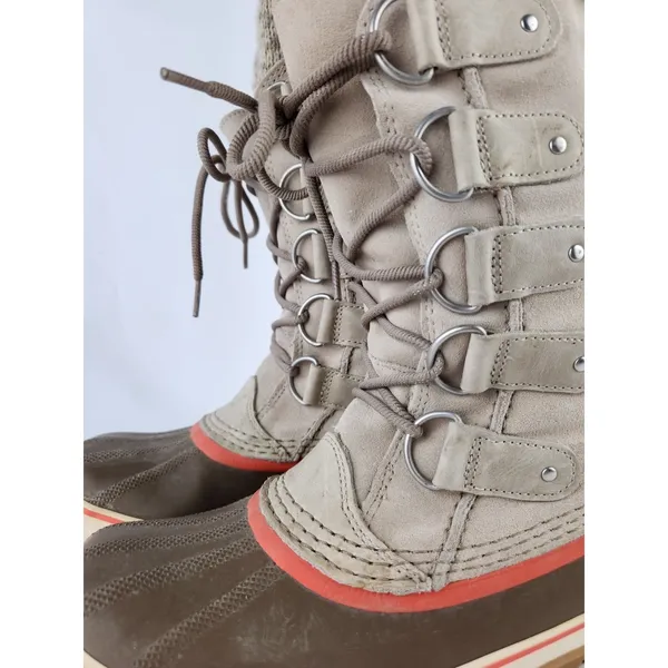 Sorel Joan Of Arctic Leather Boots Women SZ 10 Waterproof Thick Knit Snow Winter - Image 13