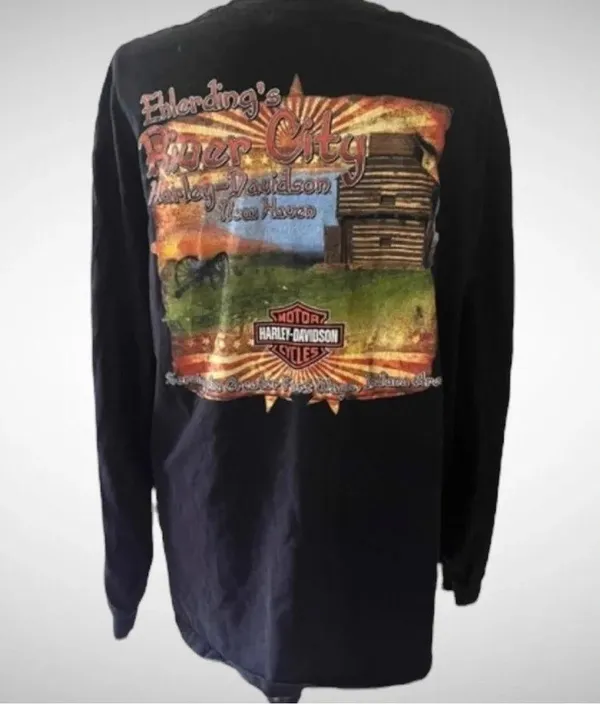 HARLEY DAVIDSON Plus Size Black Widow Womens Long Sleeve T Shirt‎ |2XL - Image 2