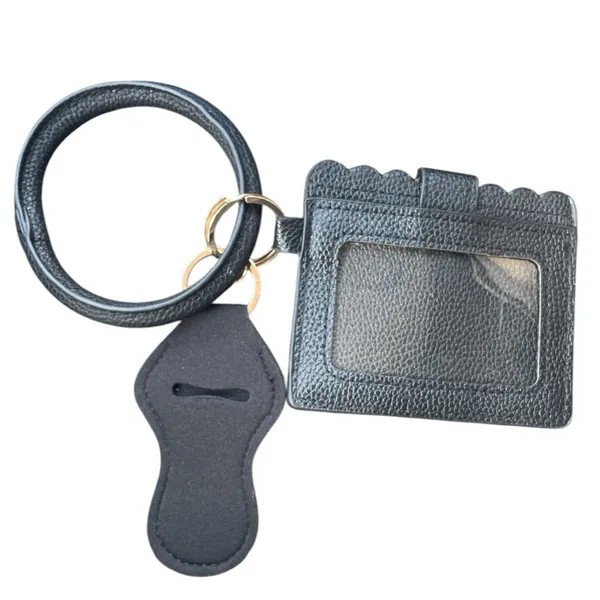 Wristlet I.D. Card and Money Holder on a Key Chain & Neoprene chapstick holder - Image 2