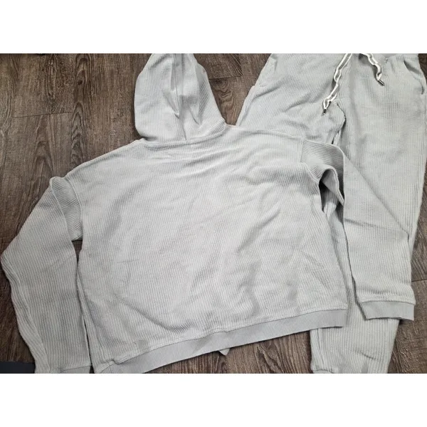 Aerie Pale Green Ribbed Sweatshirt Joggers Outfit Set XS/Small - Image 6