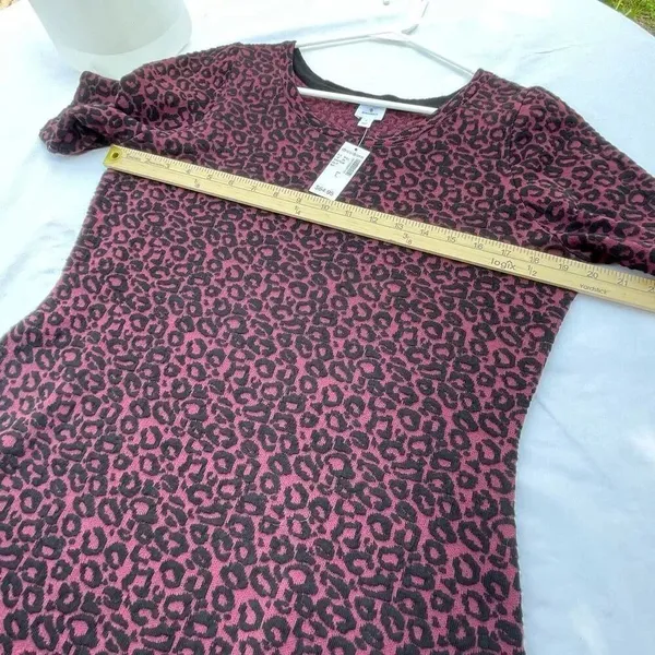 NWT Dressbarn size L animal print sweater dress tulip hem flouncy hem. - Image 5