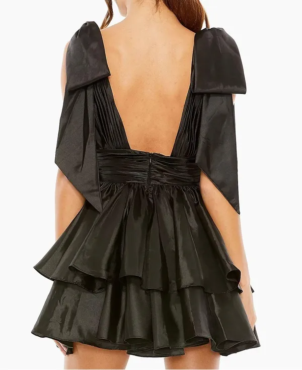 Mac Duggal Black Bow Shoulder Dress Homecoming/Cocktail - Image 3