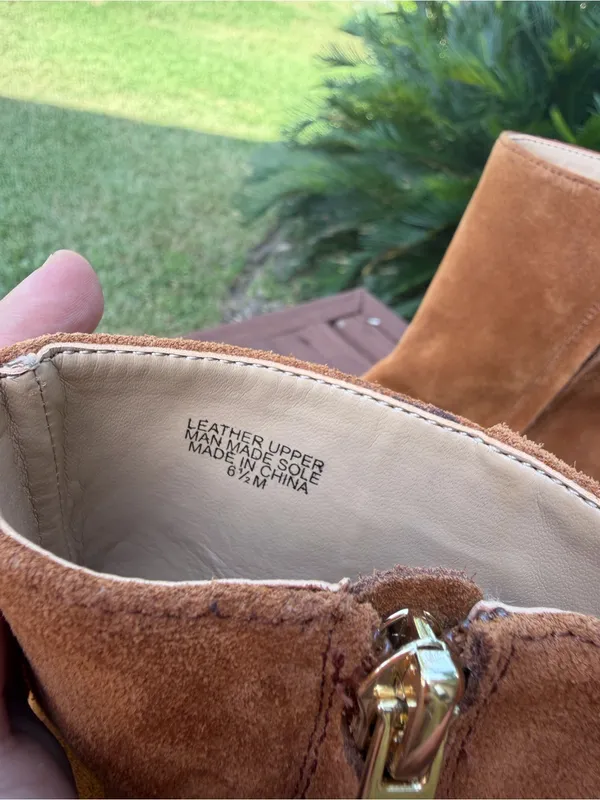 Ann Taylor Brown Suede Square Toe Sculptural Heel Boots Size 6.5 - Image 8
