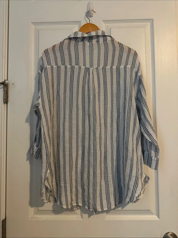 Kona Sol Striped Button-Up Swim Cover up - Image 5
