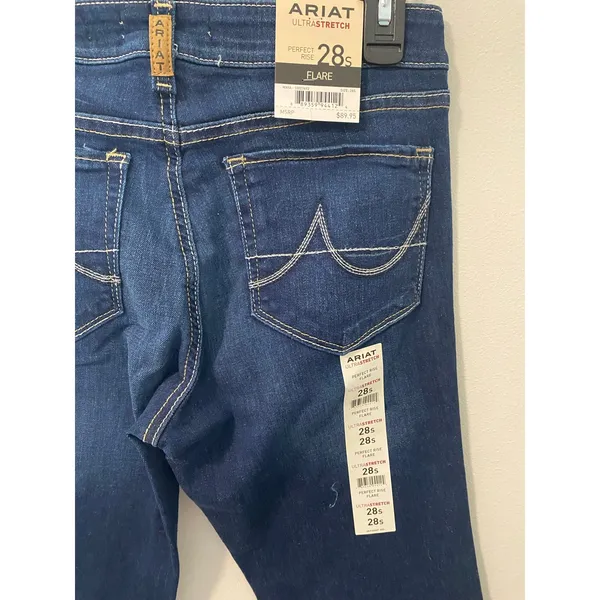New Ariat Ultra Stretch Perfect Rise Flare Jeans Women's 28 Short Dark Wash - Image 3