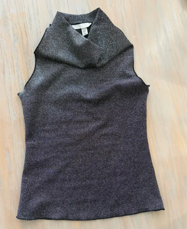 H&M Sparkly Silver High Neck Cowl Top - Image 2
