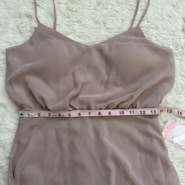 Birdy Grey Dress Gwennie Chiffon Maxi No Slit Pockets Taupe M NWT New - Image 12