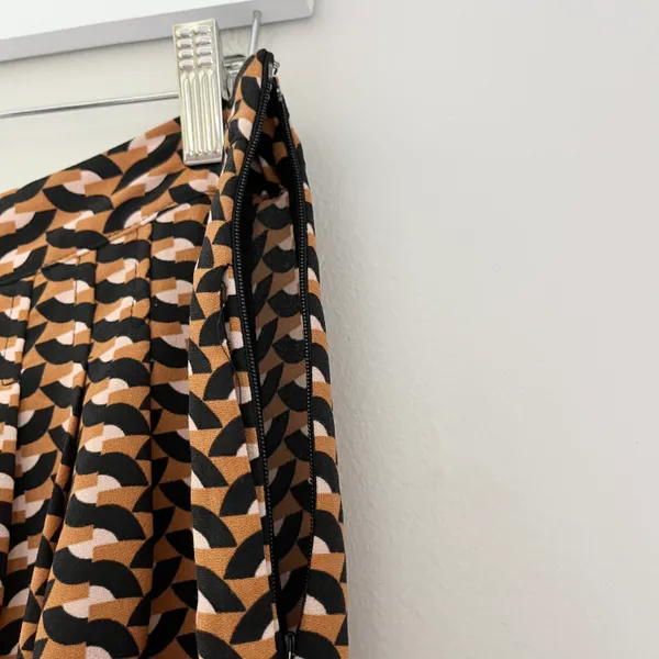 Who What Wear Geometric Print Pleated High Rise Wide Leg Pants Orange Black 6 - Image 10