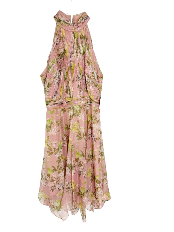 NWT Mac Duggal Ieena 70208 High Neck Floral Print Dress Pink Multi Size 0 - Image 4