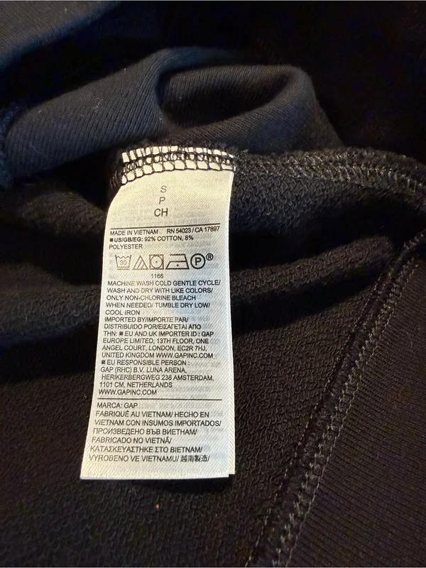 Gap Black V Neck Cropped Sweatshirt Small Oversized Boxy Pullover - Image 5