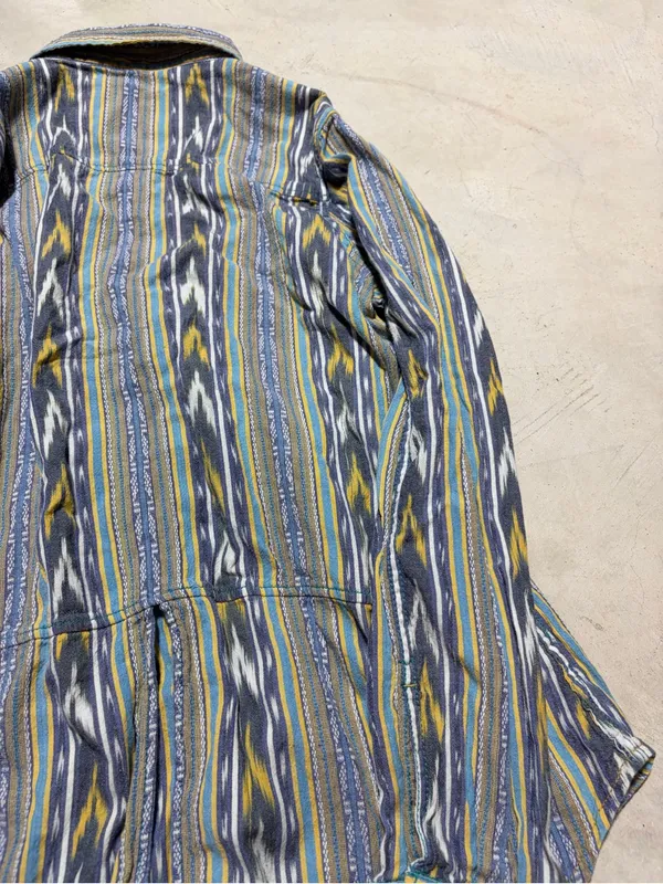 Ryan Michael Striped western Button-Up Shirt in Blue & Yellow medium - Image 7