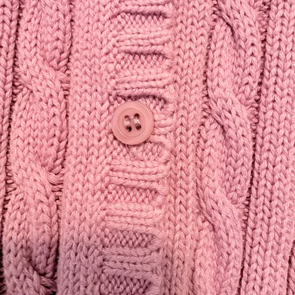 LL Bean Womens Purple Cable Knit Cotton Cardigan Sweater Medium OBUG5 - Image 7