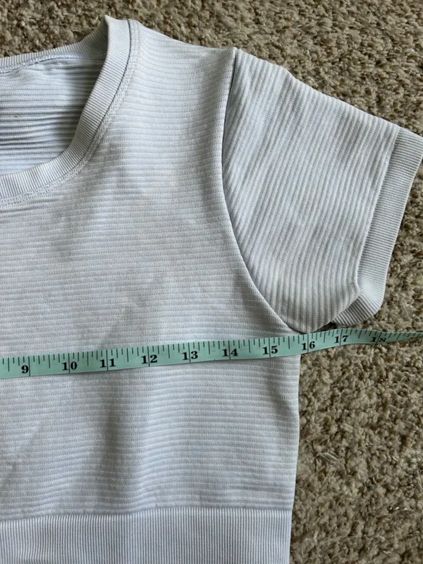 aerie Offline Light Blue Ribbed Short Sleeve Crop Top Activewear Stretch Workout - Image 5