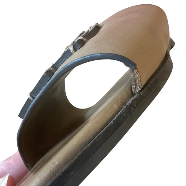Tory Burch Ines Leather Slides‎ Almond Beige Sandals 9 - Image 13