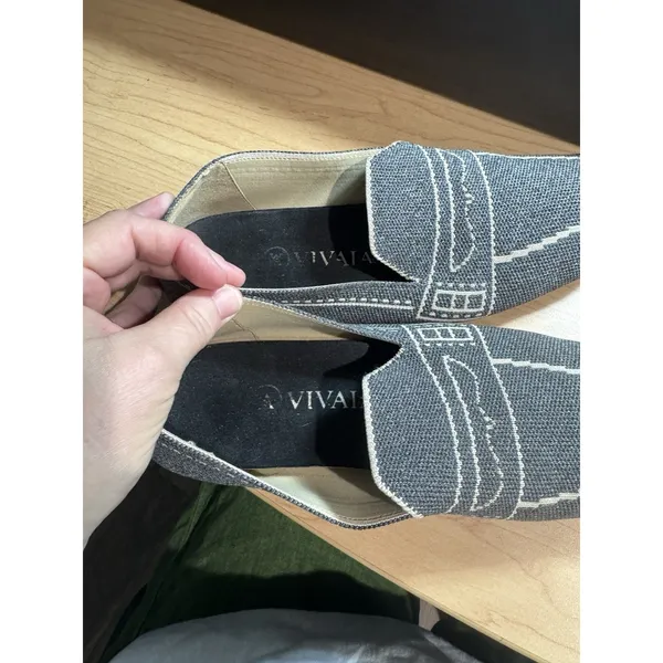 Vivaia Sierra Pattern Square Toe Loafer Flat Slip On Size EU 39/US 8 Denim Blue - Image 9