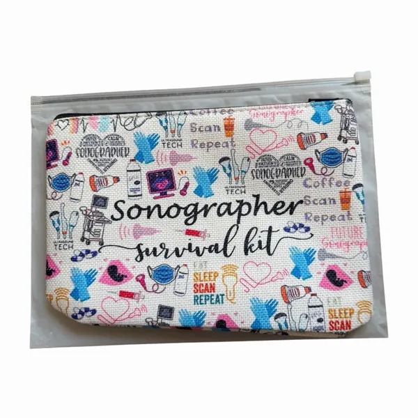 Sonographer Survival Kit Makeup Bags Set of 2 Ultrasound Tech Gift Pouches - Image 3