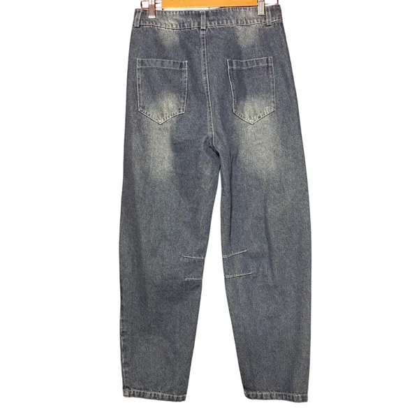 Unbranded‎ Barrel Leg Jeans Women Size 25-26 Faded Blue High Rise Wide Leg Denim - Image 2