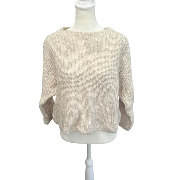 Holebrook Sweden Cajsa Ribbed Merino Wool Sweater Small Sand Shell Beige - Image 4