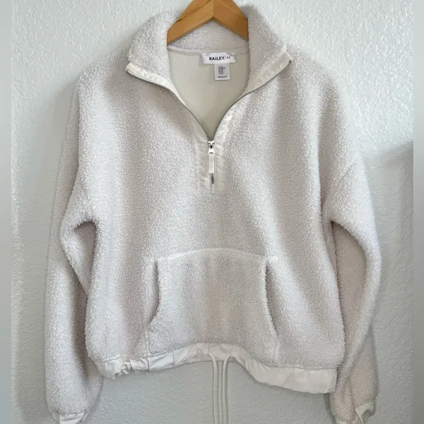 Anthropologie Bailey 44 Sherpa Jacket Teddy Pullover Relax Fit Cozy Off White XS - Image 2