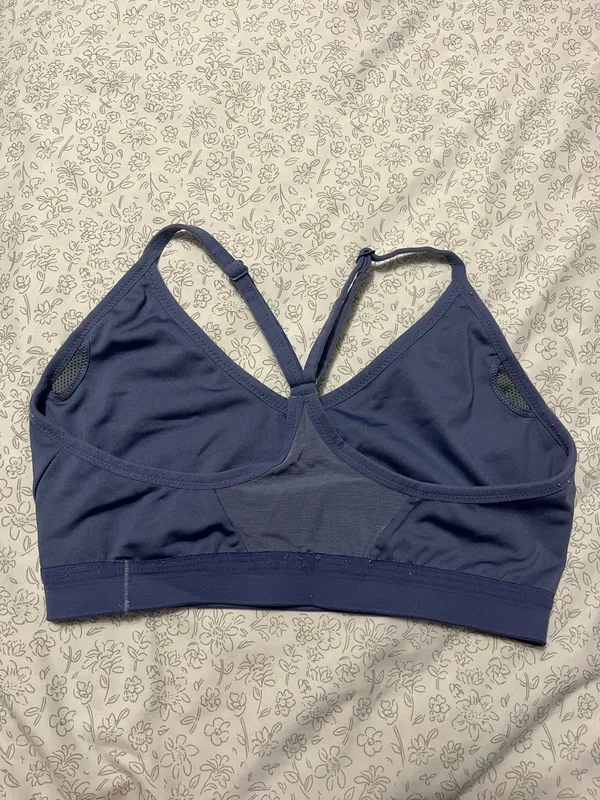 Nike Dri-FIT Indy Women's Light-Support Padded V-Neck Sports Bra in a blue/purple color - Image 3
