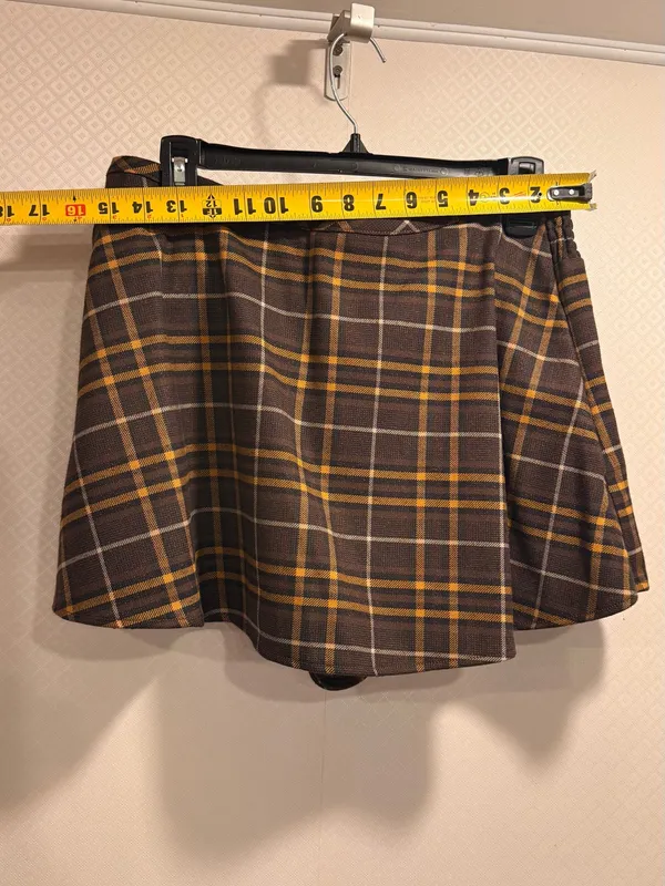 NWT Free People Brown Plaid Wrap Lightweight Summer Flowy Skort Size XS - Image 3