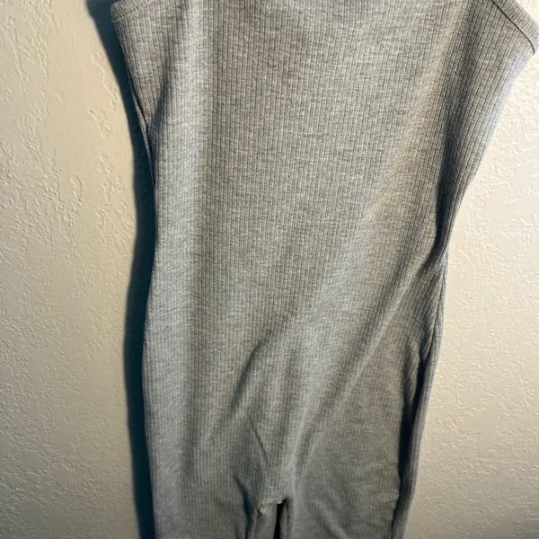 Bozzolo Gray Ribbed One-Piece Bodysuit SZ S Top Minimalist Y2K Petite Sleeveless - Image 5