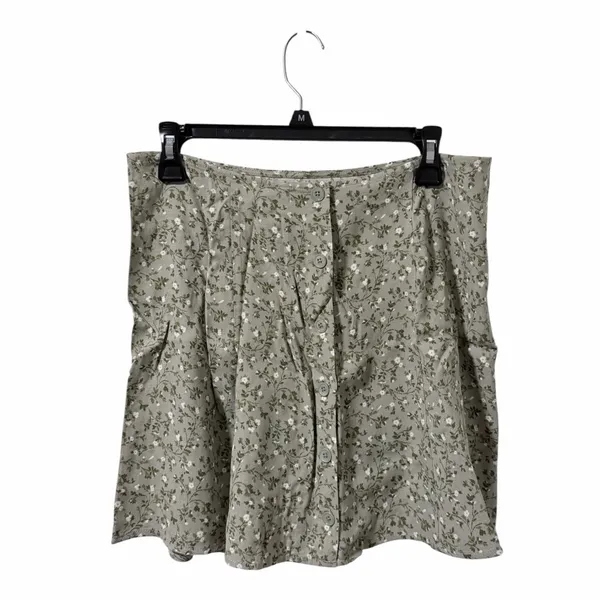 Reformation Ember Button Front Skirt Size 10 Green Floral - Image 2