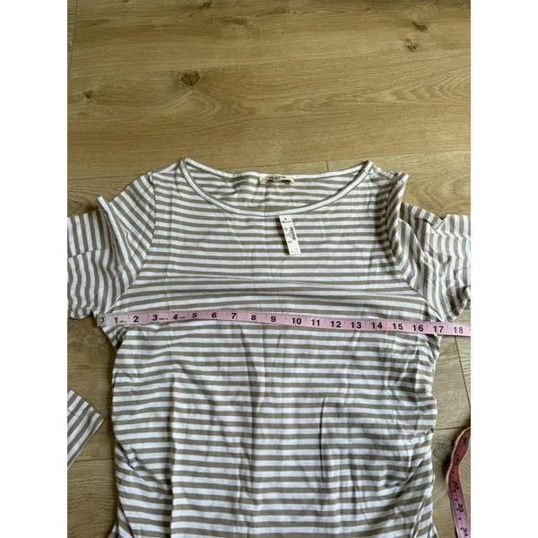 NWT Madewell Ruched Crewneck Long-Sleeve Tee in Soft Slub coastal dume size M - Image 7