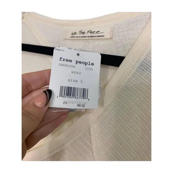 Free People We‎ The Free Citrine Thermal Ecru Top Large #OB891958 - Image 3