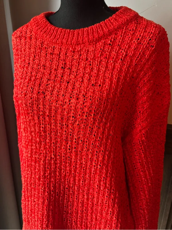 a new day bright orange open knit Crewneck Sweater xxl nwt - Image 2