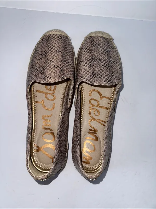 Sam Edelman Taupe Snake-Print Espadrille Flats - Image 6
