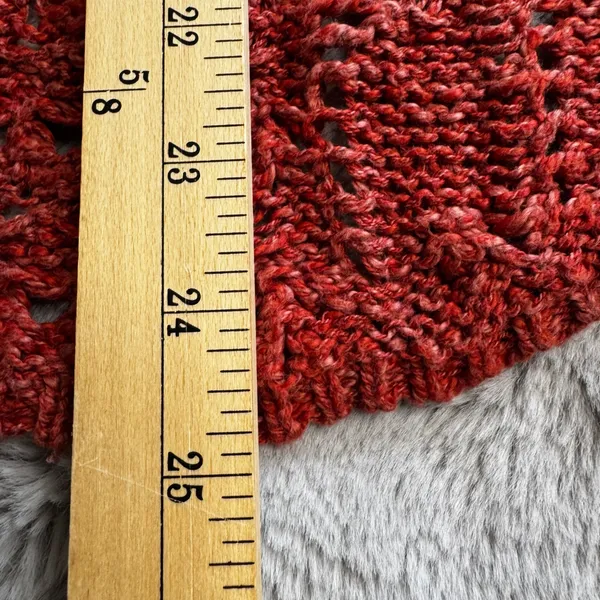 Red/Orange Crochet Knit Sweater Women's Open Weave Boat Neck 3/4 Sleeve‎ - Image 16
