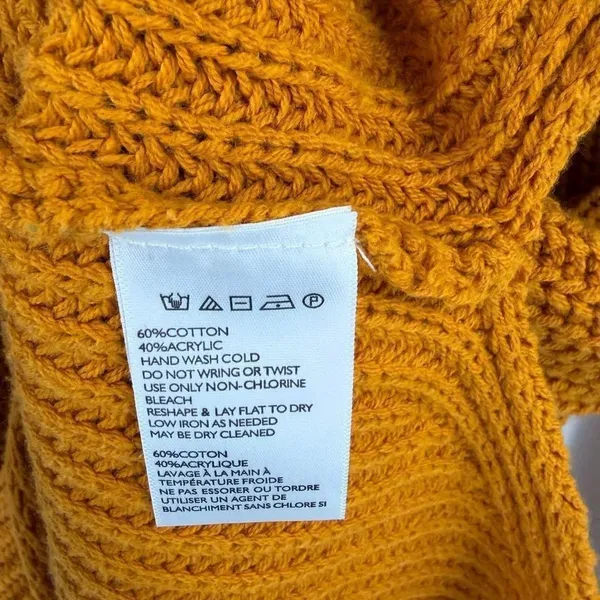 Silence + Noise women’s mustard yellow knit pullover cowl neck sweater size M - Image 3