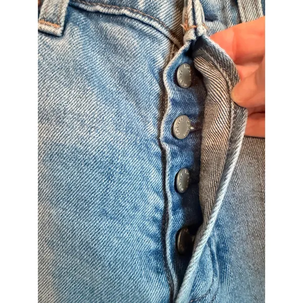 Denim Forum Jeans Women 23 Light Blue The Arlo Hi-Rise Straight Button Fly Denim - Image 5