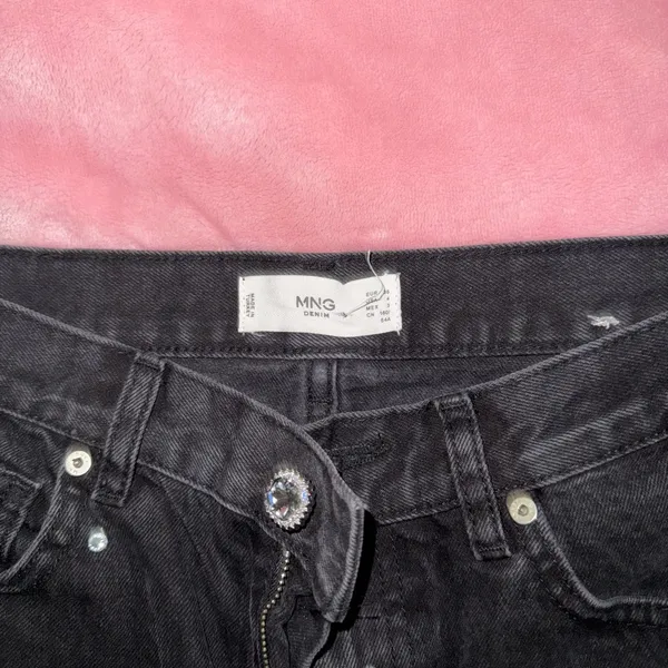 Mango‎ Women's Straight-Fit Strass Jeans w Rhinestones Size 4 - Image 2