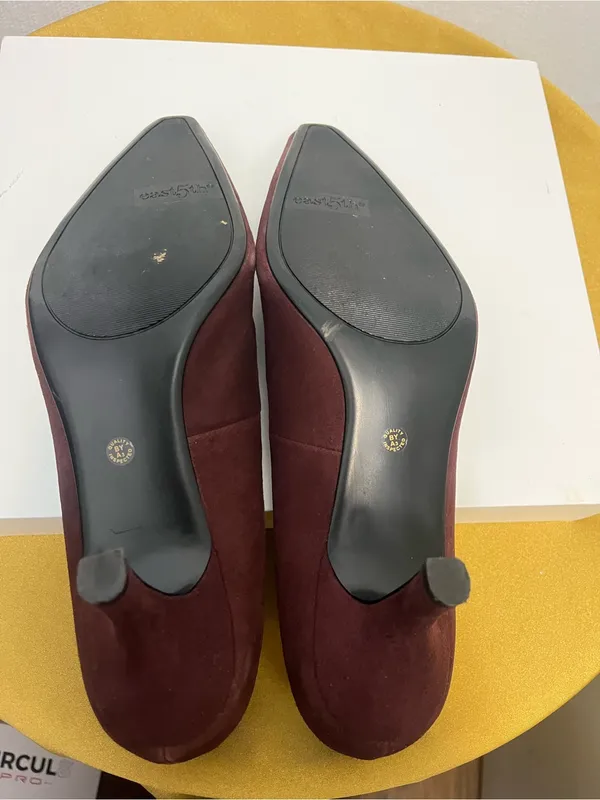 East 5th Wine Suede Pointed Toe Pumps - Image 7