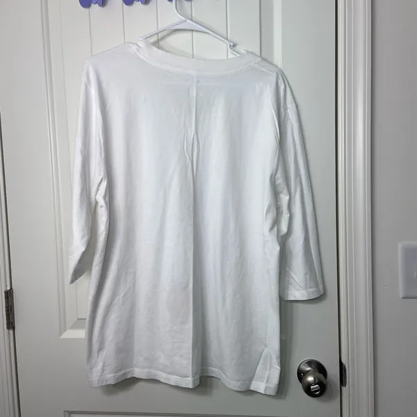 EUC Jansport women’s‎ solid white 1/2 sleeve Sun Devils v-neck tshirt top XXL - Image 4