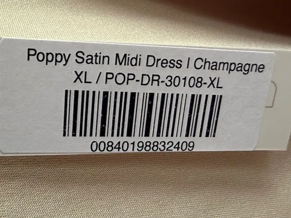 NWT Baltic Born Poppy Satin Midi Dress V-Neck Open Tie Front in Champagne Sz XL‎ - Image 8