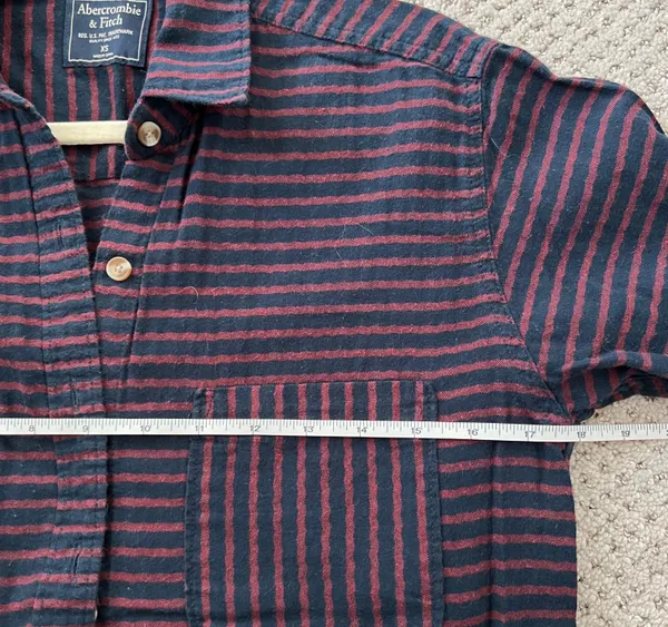Boyfriend Button Down Shirt Striped Navy Blue Red - Image 8